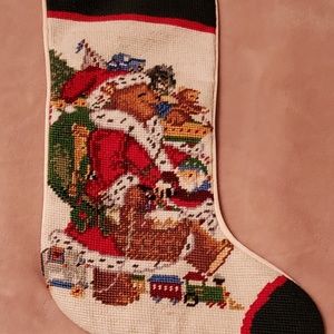 Embroidered Christmas Bear Christmas Stocking